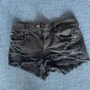 Hi-rise black jean shorts